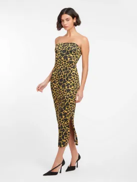 Nasrin Bandeau Dress in Giraffe Animal Print