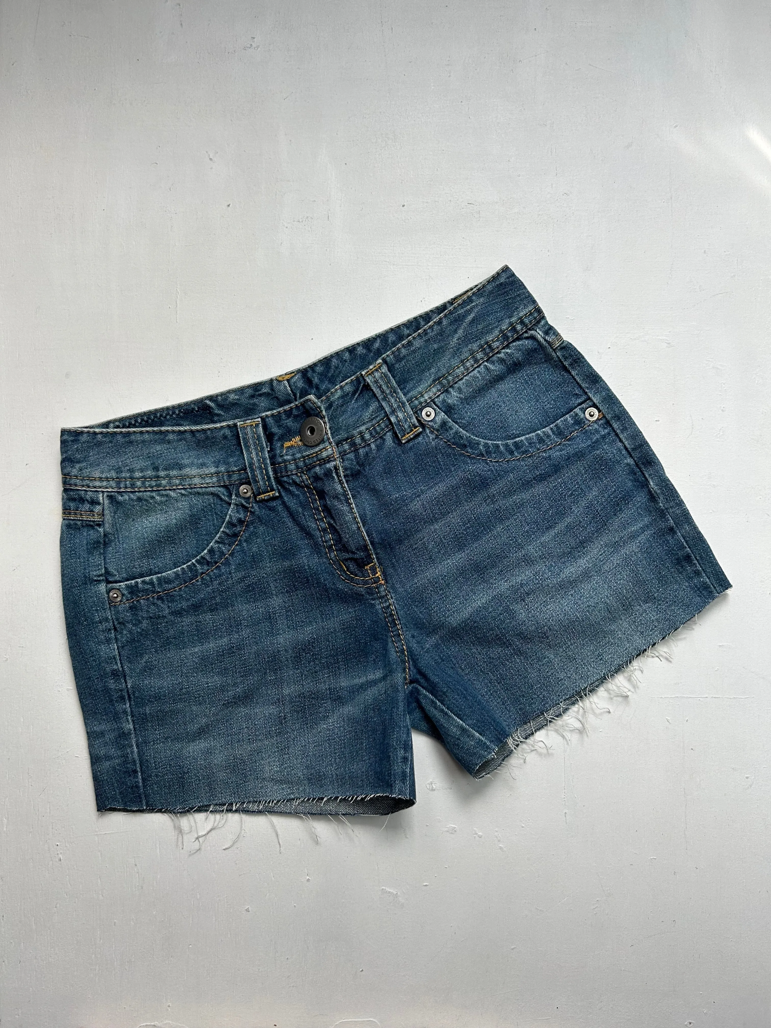 Navy blue denim low rise mini short (S)