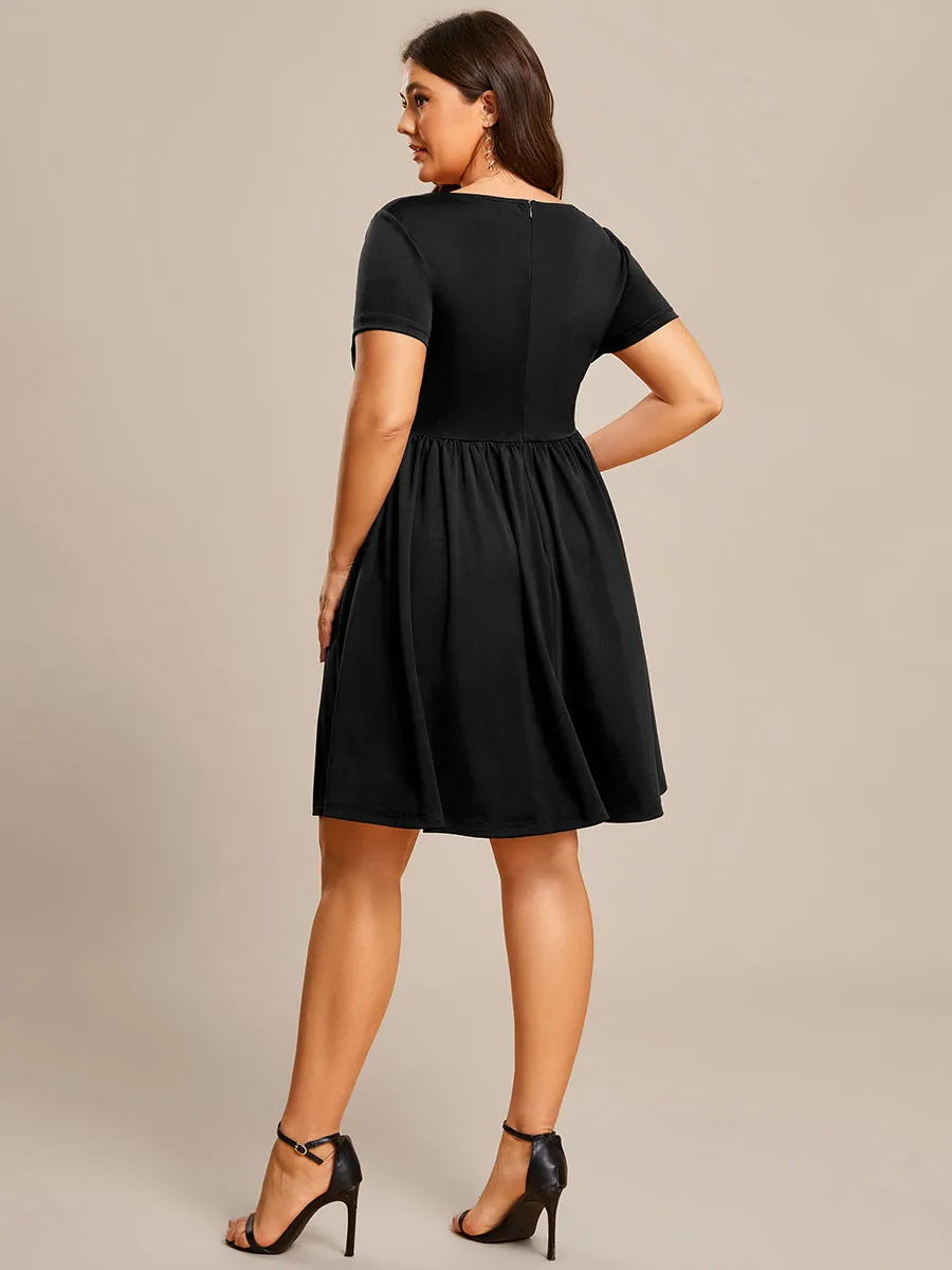 Plus Knee Length V Ncek Knitted Wholesale Cocktail Dresses