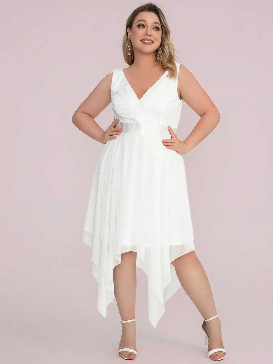 Plus Size Deep V Neck Asymmetrical Hem Sleeveless Wholesale Dresses