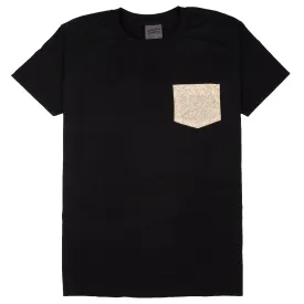 Pocket Tee - Black- Bell Flowers - Cream