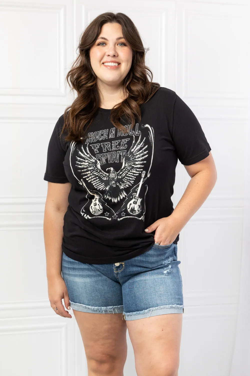 Rock n Roll Free Spirit Graphic Tee in Black