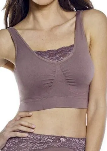 Seamless Bra with Lace Inset