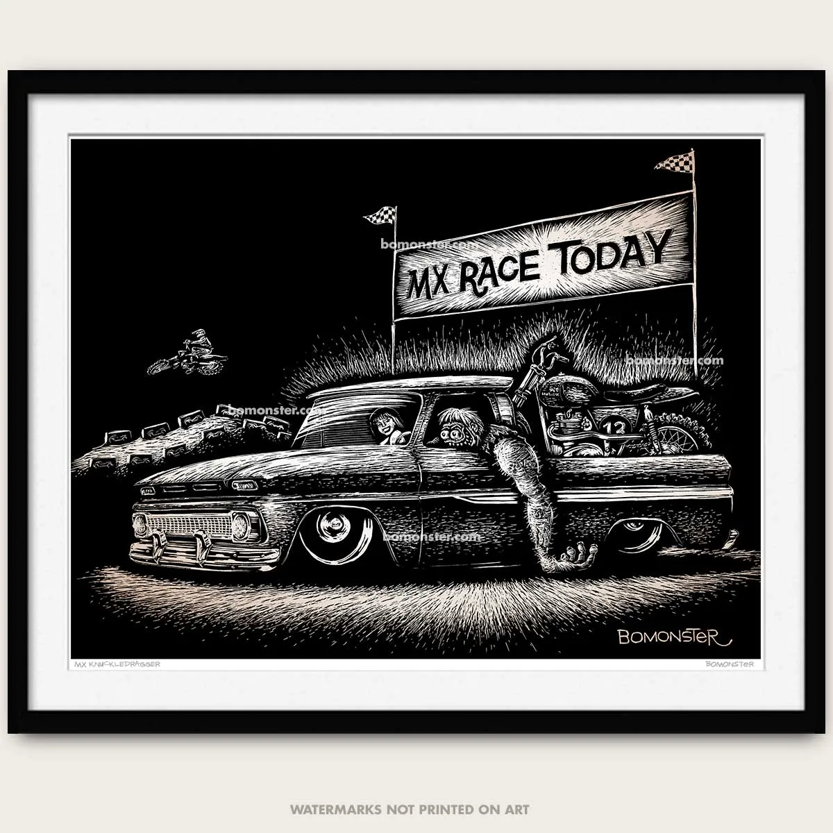 Signed 11x17" Chevy Truck Litho Art Print "MX Knuckledragger"