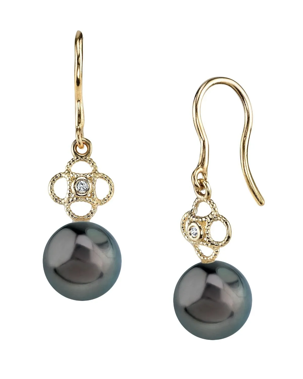 Tahitian South Sea Pearl & Diamond Lacy Earrings