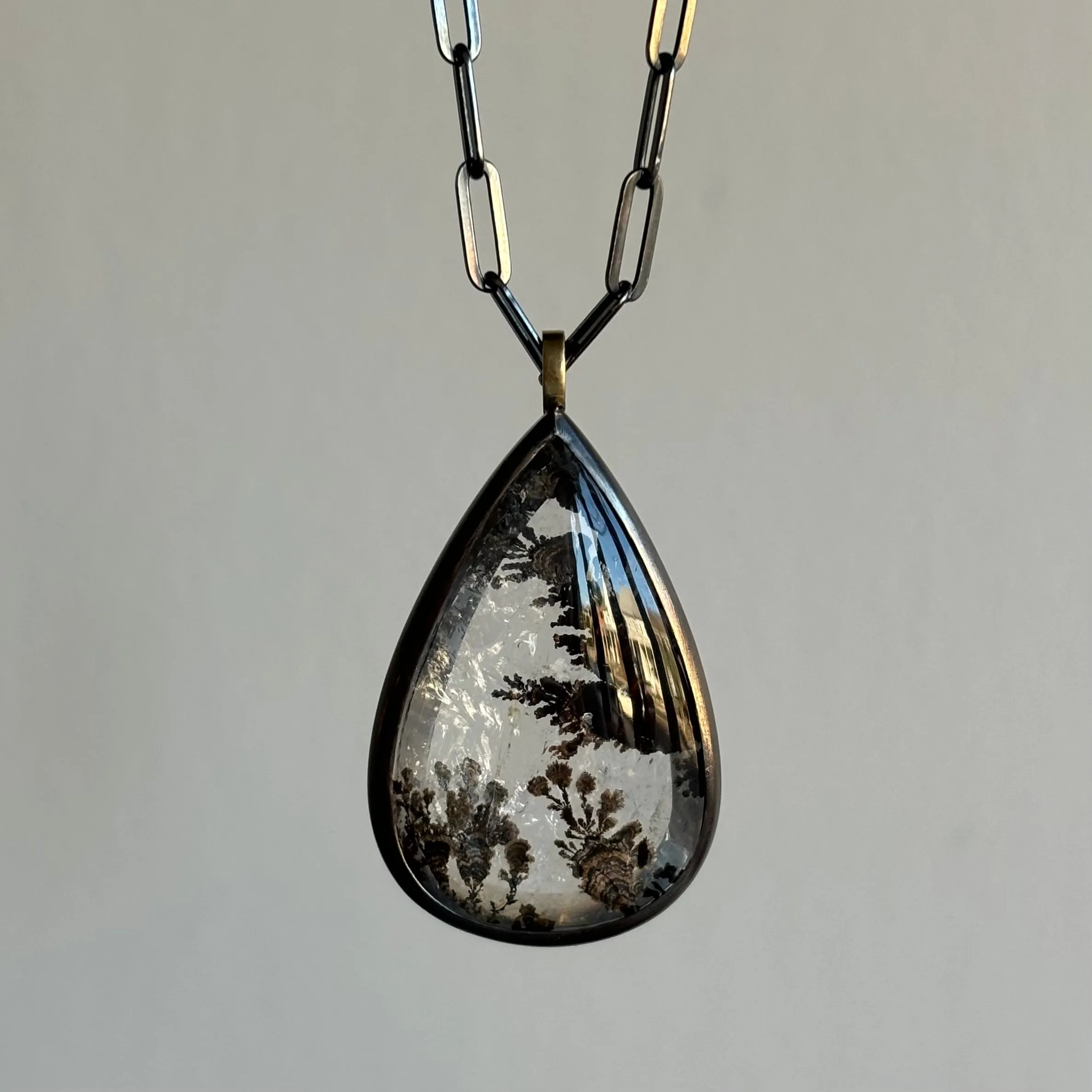 Teardrop Floral Dendritic Quartz Pendant