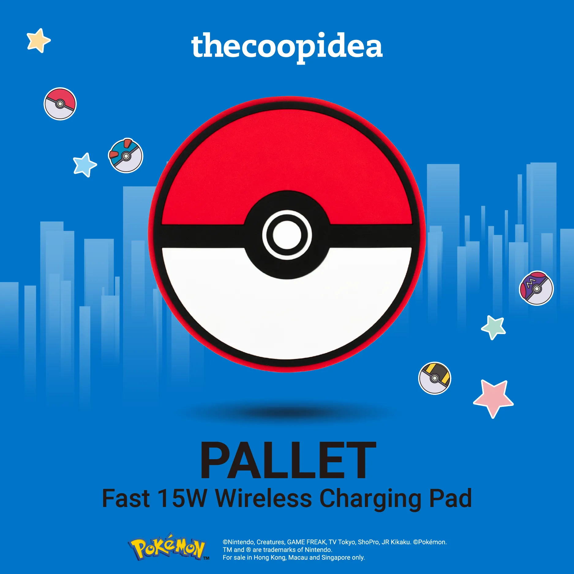 thecoopidea Pokemon Wireless Charging Pad Poke Ball Great Ball Ultra Ball