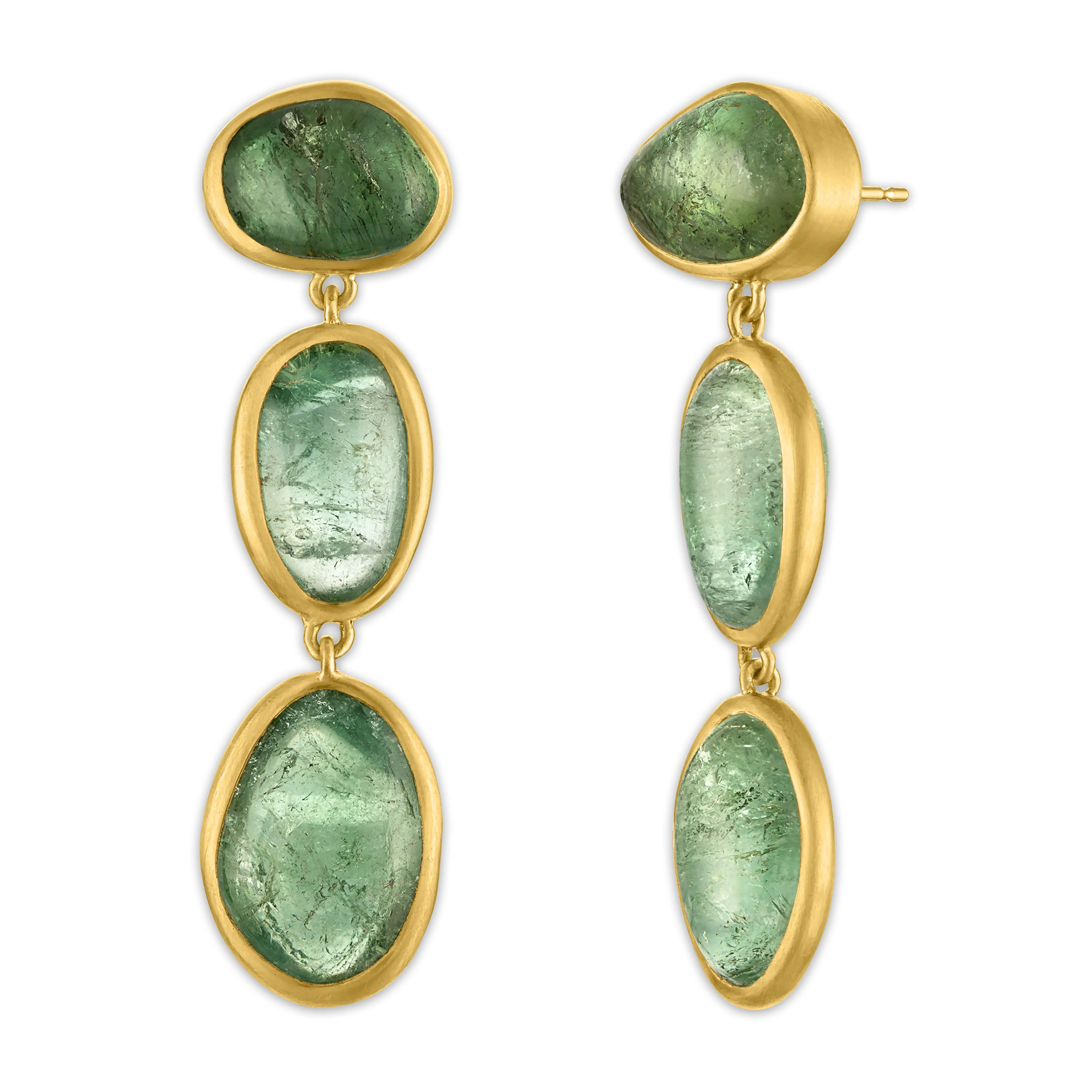 Tumbled Green Tourmaline Hyalus Earrings