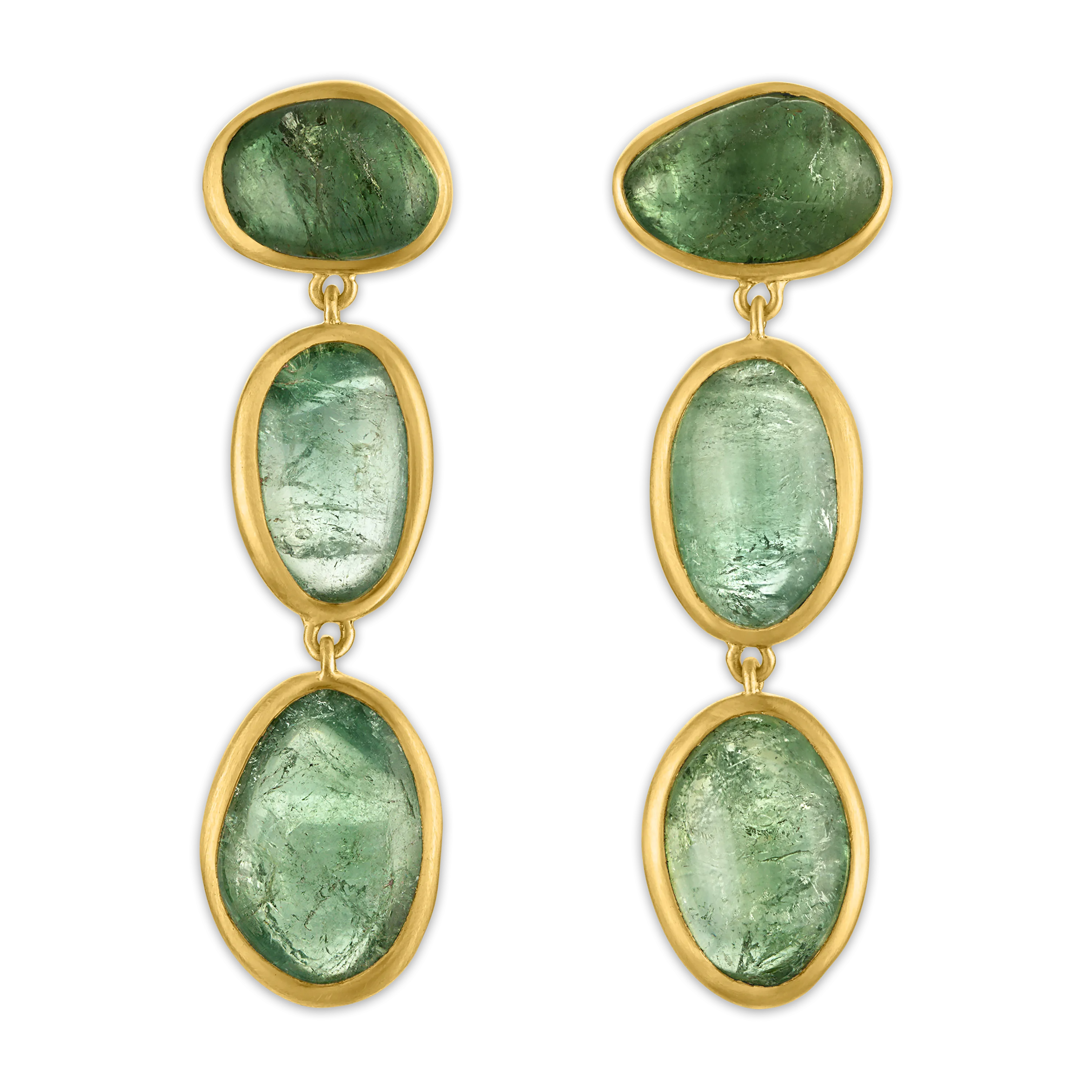 Tumbled Green Tourmaline Hyalus Earrings