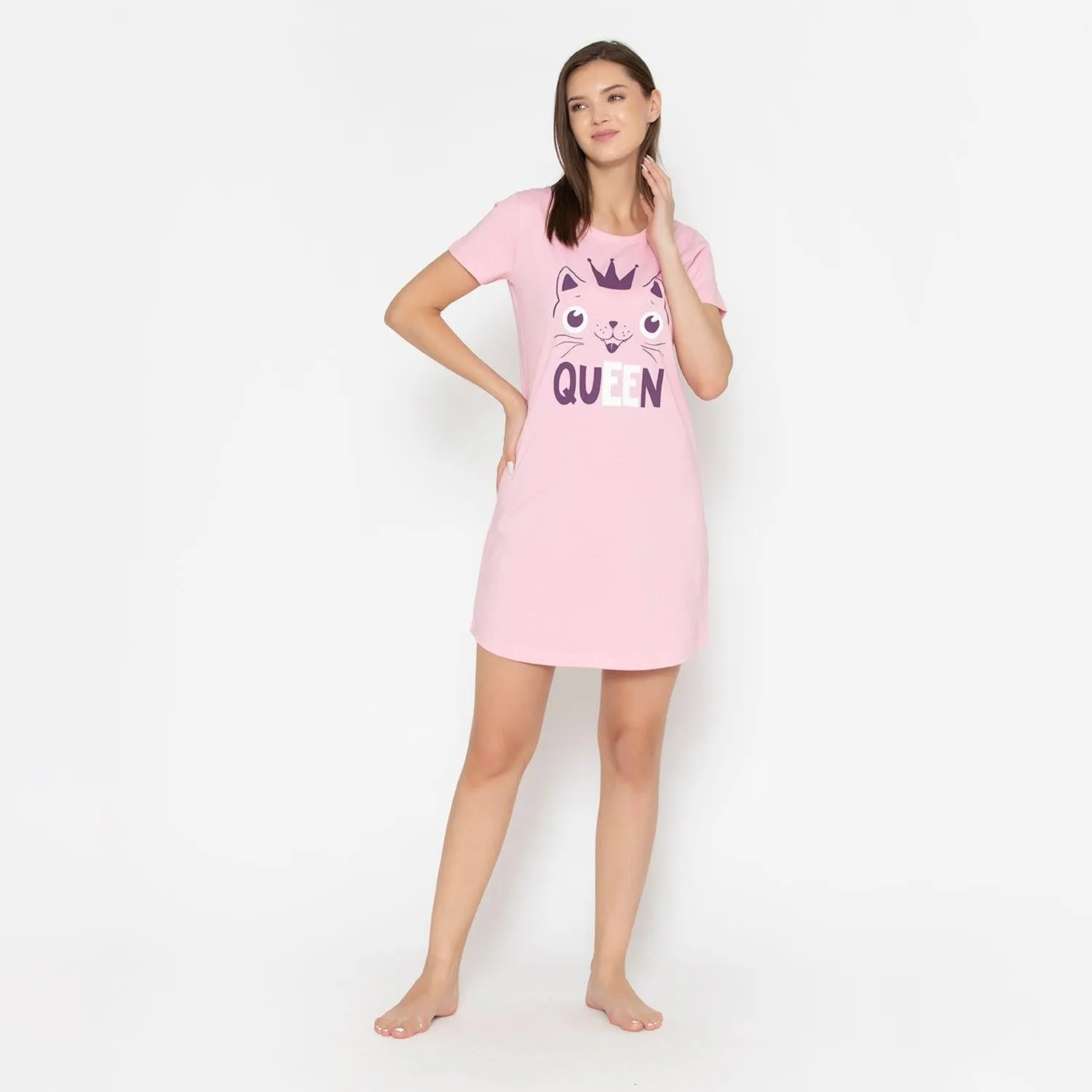 Women Cotton Sleepshirt - Orchid Pink