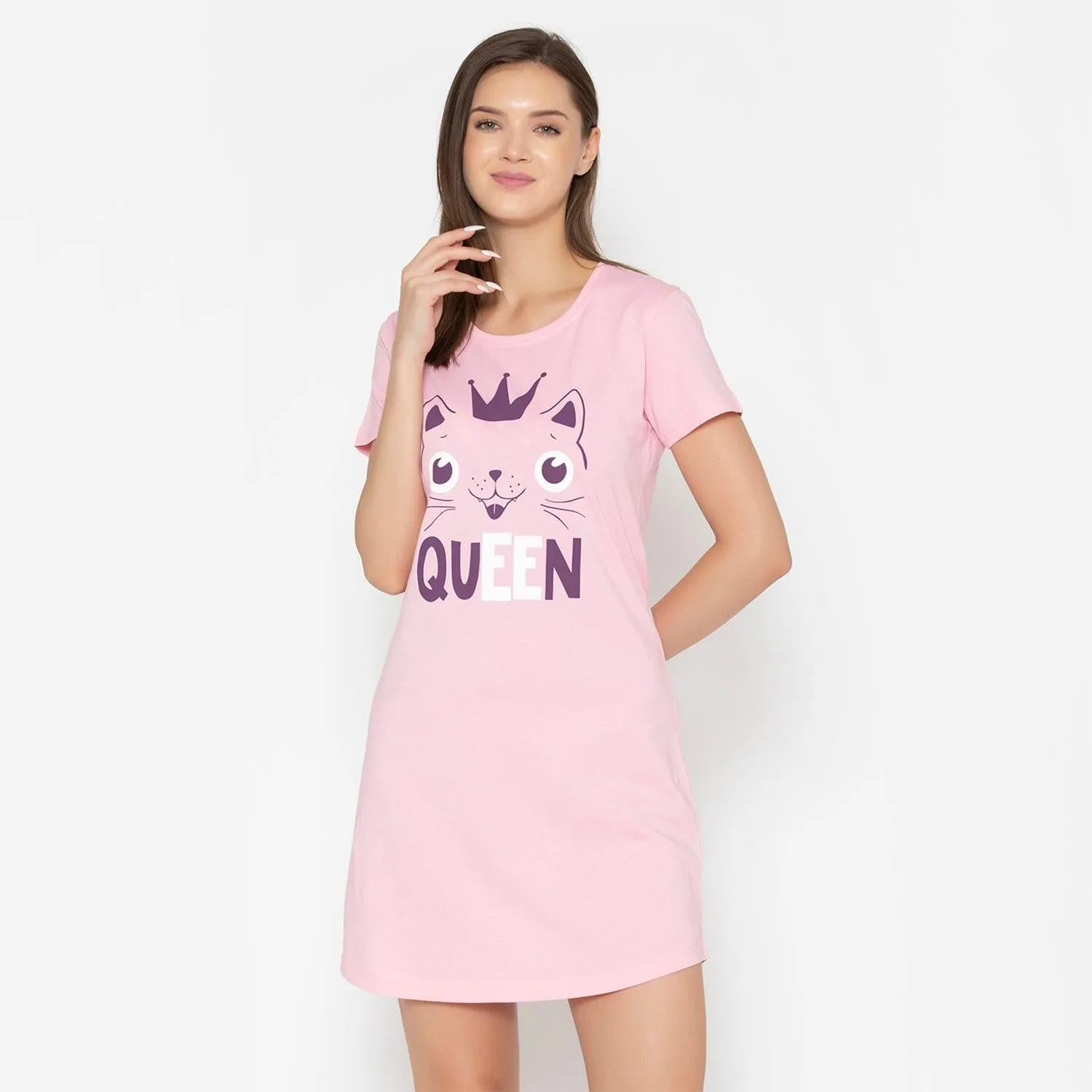 Women Cotton Sleepshirt - Orchid Pink