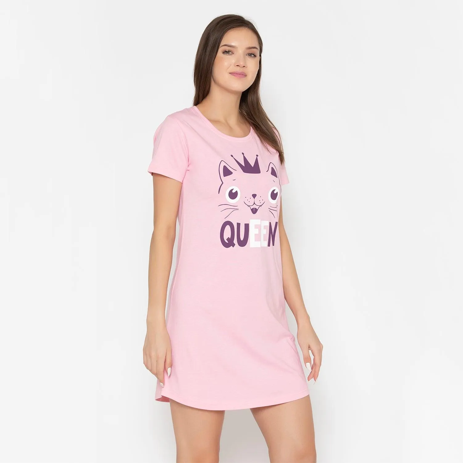 Women Cotton Sleepshirt - Orchid Pink